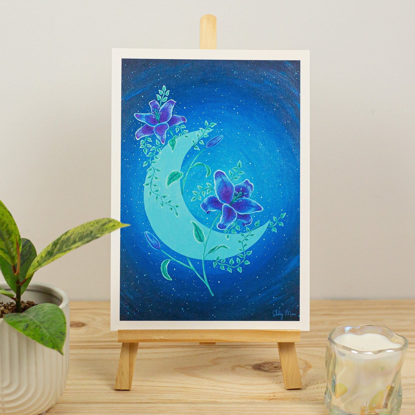 Moonlight Lilies Art Print