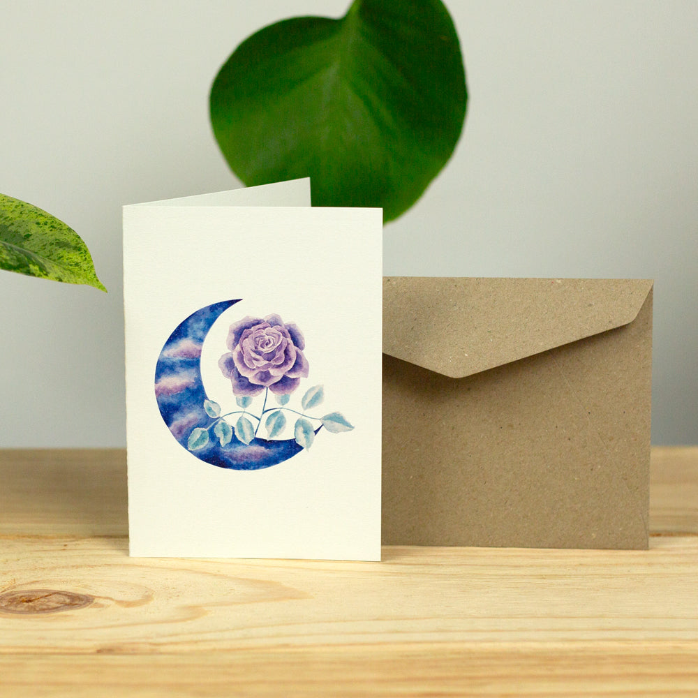 Moon Rose Greeting Card
