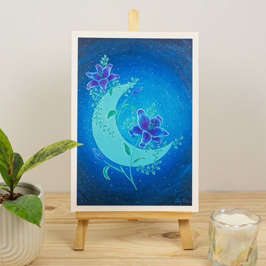 Moonlight Lilies Art Print